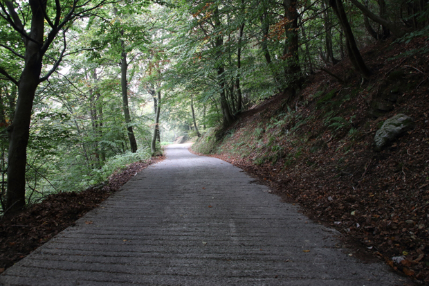 Sentiero verso il Rifugio Bugone dal Monte Bisbino, tratto su fondo di cemento
